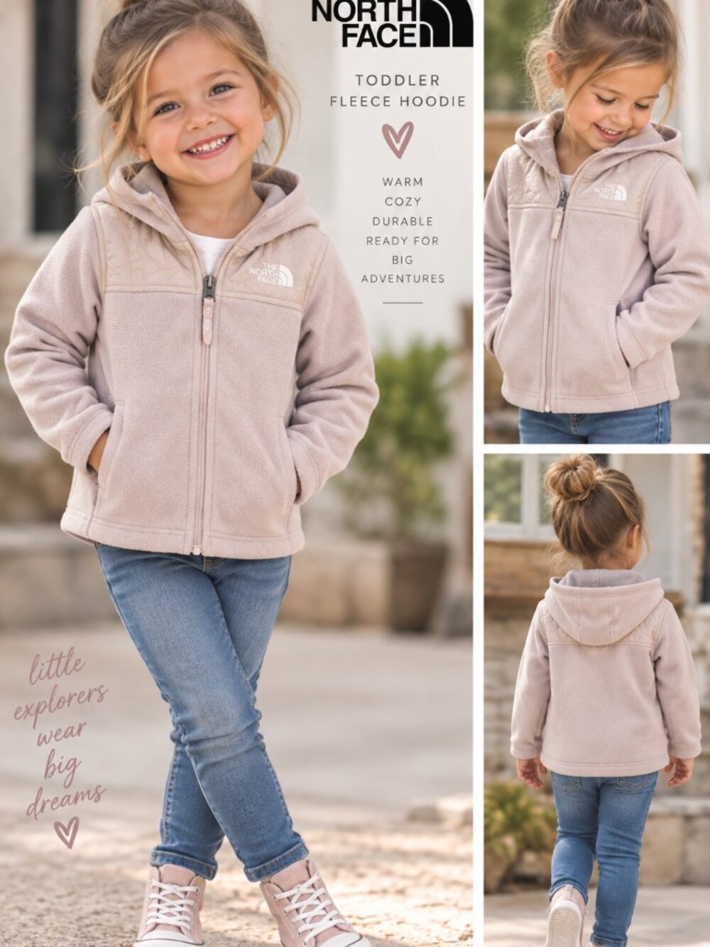 The North Face Toddler 4T Pink Fleece Full Zip Hooded Jacket Hoodie
